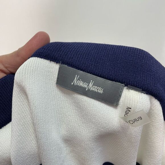 Neiman Marcus Striped Navy/White Pencil Skirt Medium - Picture 3 of 10